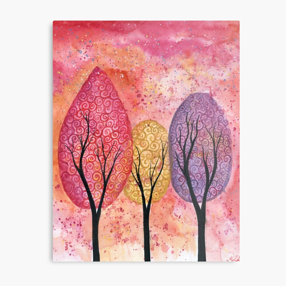 Rainbow Nature Heart Acylic Painting Abstract Tree Picture Mini Canvas Canvas Series