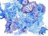 Blue Reef - Intuitive abstract watercolour painting inspired by coral reefs in blue and purple by Kirsten Bailey