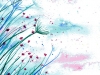 Bright Breeze - Whimsical blue, green and pink wildflowers painted in watercolour on watercolour paper