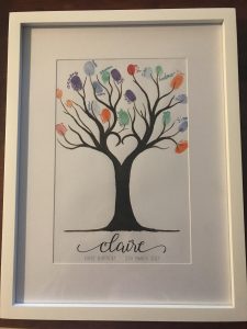 Handpainted thumbprint signature tree by KL Bailey Art