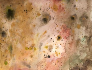 "Moons of Jupiter - Io" - watercolour painting by Kirsten Bailey