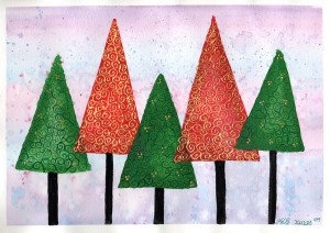 O Christmas Tree - Original watercolour painting by kl bailey