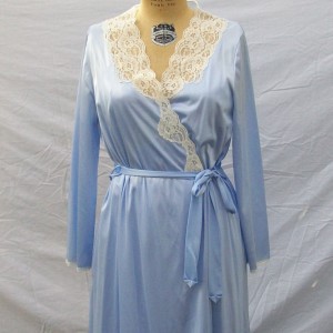 Vintage Vanity Fair robe in periwinkle blue from Fine Vintage Apparel