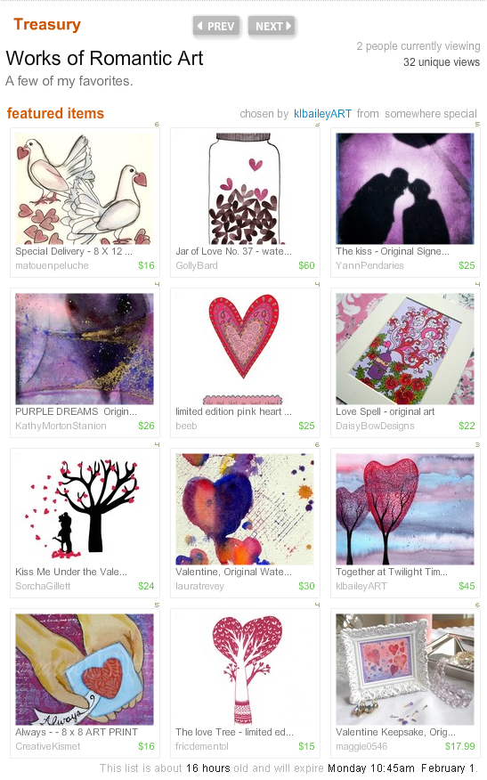 St Valentines Day art Etsy treasury