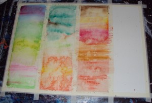 Four Seasons in One Day painting - Work in Progress Step Four: Browns, oranges and reds for Autumn