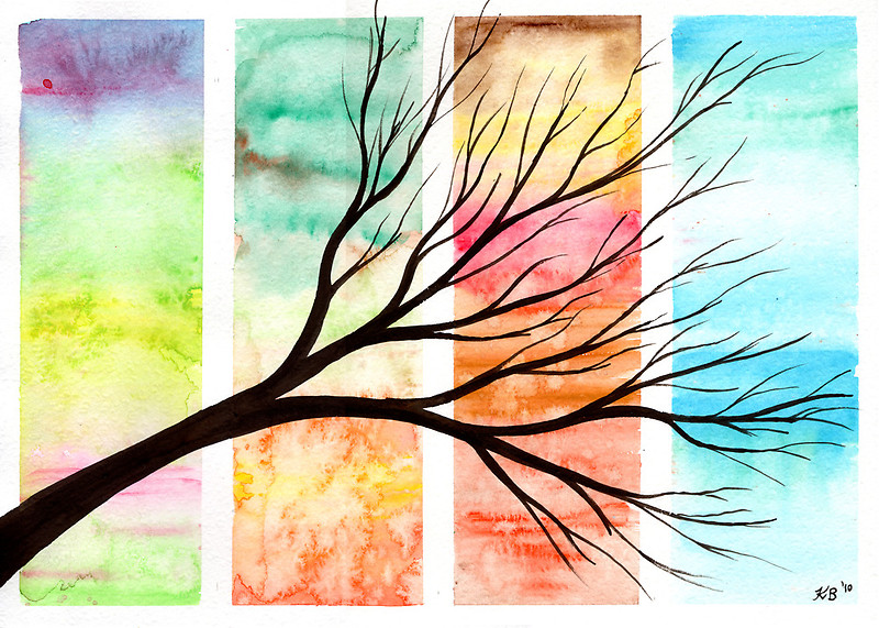 Four Seasons in One Day - Original Watercolour Painting by Kirsten Bailey