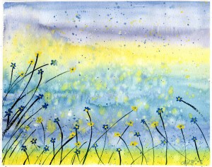 Summer Field - Original watercolour painting by Kirsten Bailey