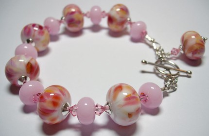 Monet Iris' Sterling silver lampwork bracelet by Kajulee