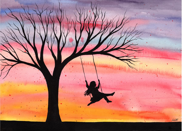 Sunset Joy - Original watercolour painting by Kirsten Bailey