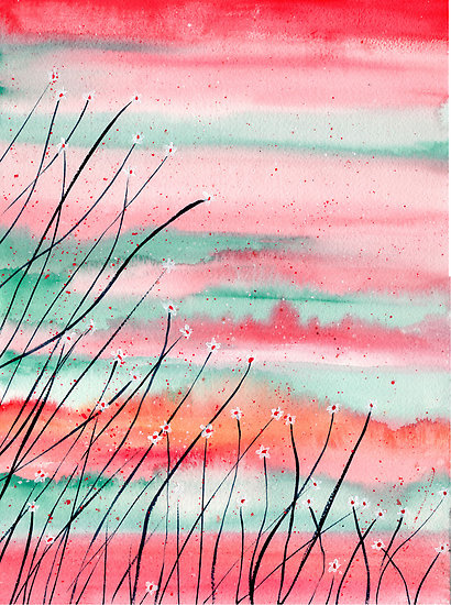 Coral Sky - Original watercolor painting by Brisbane artist Kirsten Bailey