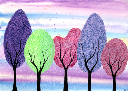 Spring Trees - Original Watercolour Painting by Kirsten Bailey