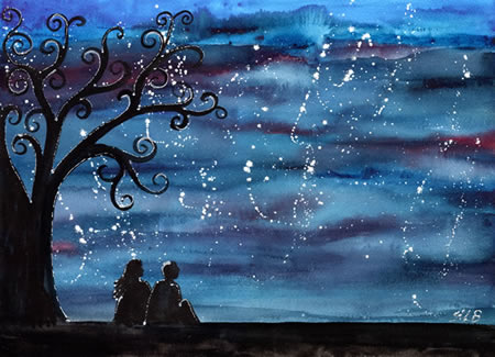The Stargazers - Original watercolour painting by Kirsten Bailey