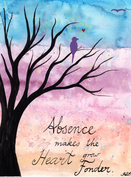 Absence Makes the Heart Grow Fonder - Original watercolor painting by Kirsten Bailey