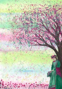 And Spring Arose - original watercolour and collage by Kirsten Bailey