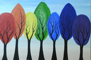 Rainbow Trees - Acrylic on Canvas painting by Kirsten Bailey
