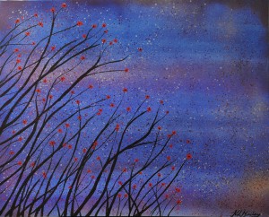 Evening Bloom - mixed media on canvas painting by Kirsten Bailey