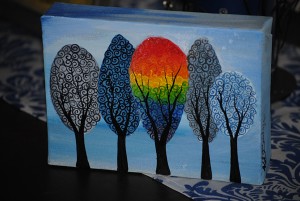 rainbow on a cloudy day Rainbow on a Cloudy Day - Original acrylic on canvas painting by Kirsten Bailey