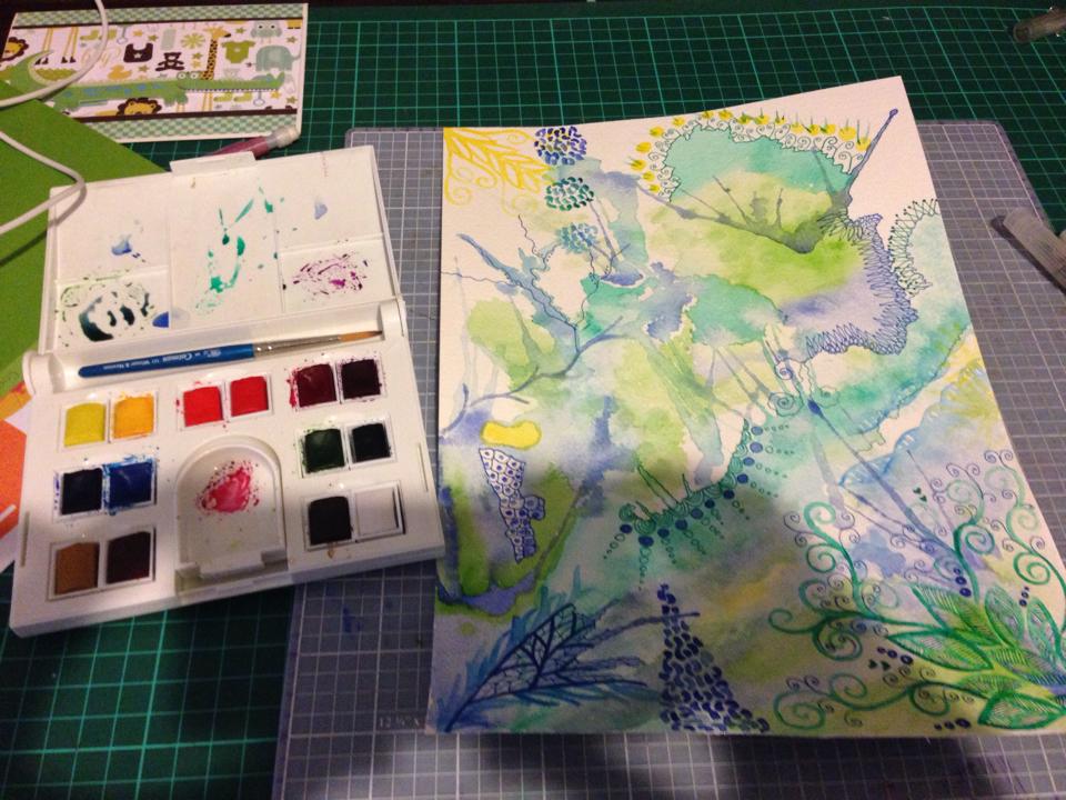 Growth - watercolour and ink work in progress by KL Bailey Art