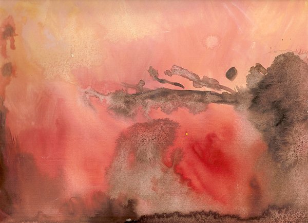 Red Planet - abstract watercolour painting of Mars by KL Bailey Art