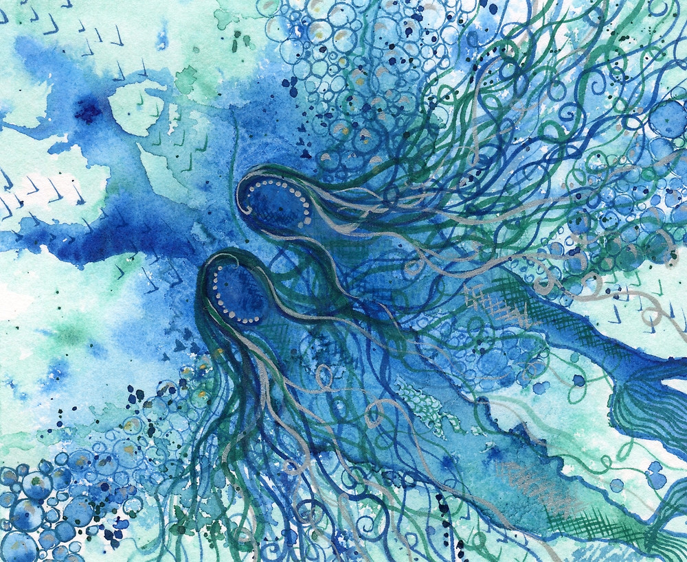 "Drifting Together" - Original watercolour painting by KL Bailey Art