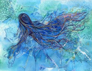 "Sea Goddess" - Original watercolour painting by KL Bailey Art