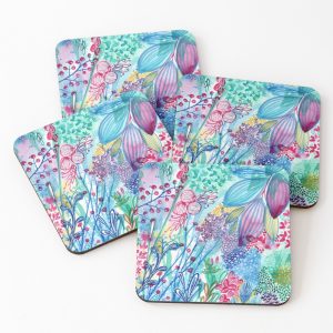 Coasters in Vibrant Garden pattern from Redbubble