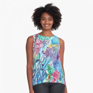 Sleeveless top in Vibrant Garden pattern from Redbubble