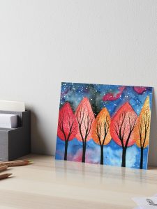 Products from Redbubble featuring Night Fire painting by Kirsten Bailey