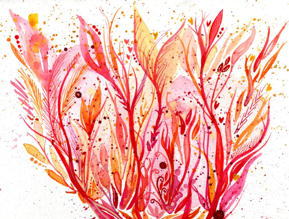 You could be fire - original abstract intuitive watercolour painting by Kirsten Bailey