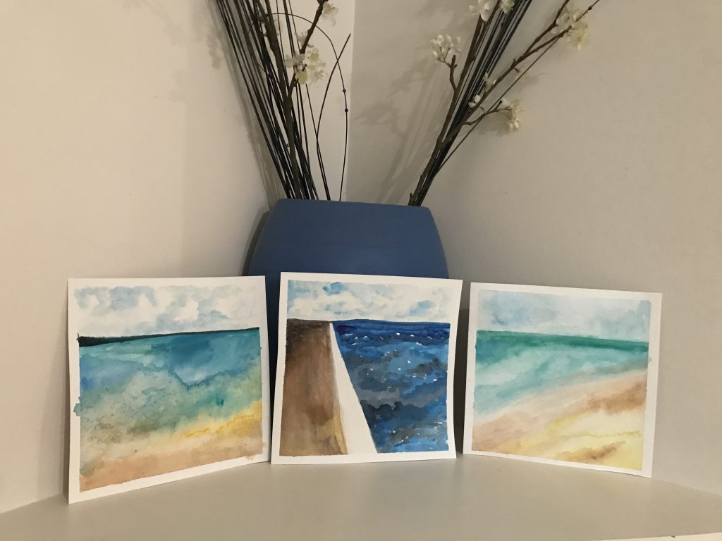 By the Bay - Set of 3 abstract watercolour paintings inspired by the beach at Hervey Bay