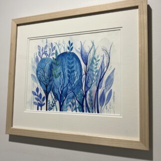 Sea Garden 5 - intuitive abstract watercolour painting of an underwater garden in blue