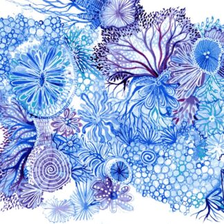 "Blue Reef" Intuitive abstract watercolour painting inspired by coral reefs