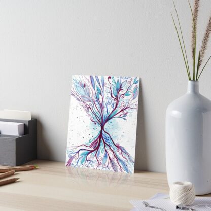 Above and below - ORIGINAL intuitive abstract watercolour painting on paper in turquoise and purple - Image 4