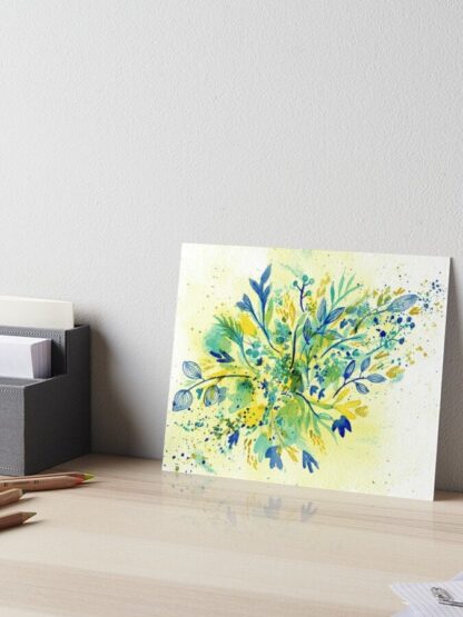 Turquoise and Gold Wildflowers - ORIGINAL watercolour painting on paper in turquoise, gold and blue by Kirsten Bailey - Image 2
