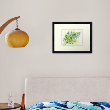 Turquoise and Gold Wildflowers - ORIGINAL watercolour painting on paper in turquoise, gold and blue by Kirsten Bailey - Image 5