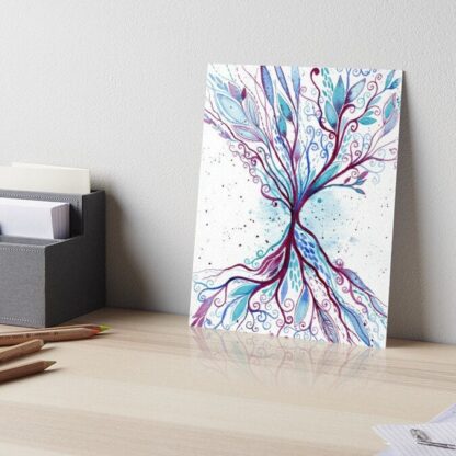 Above and below - ORIGINAL intuitive abstract watercolour painting on paper in turquoise and purple - Image 5