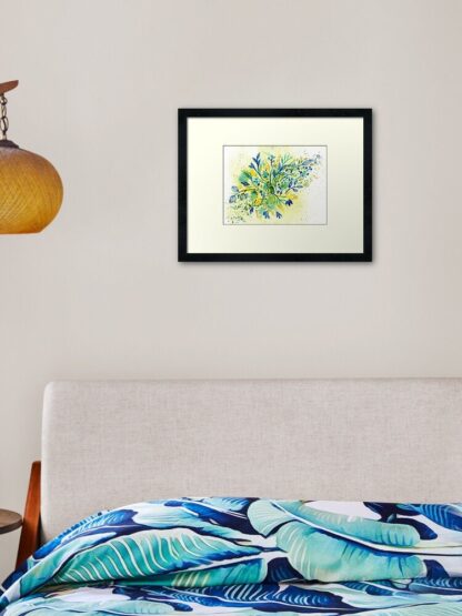 Turquoise and Gold Wildflowers - ORIGINAL watercolour painting on paper in turquoise, gold and blue by Kirsten Bailey - Image 4