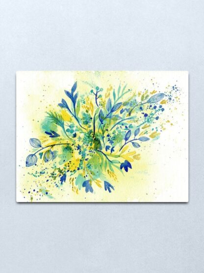 Turquoise and Gold Wildflowers - ORIGINAL watercolour painting on paper in turquoise, gold and blue by Kirsten Bailey - Image 9