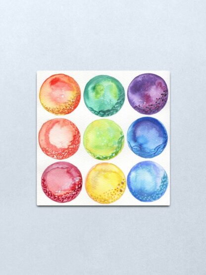 Little worlds - ORIGINAL abstract watercolour painting of colourful rainbow circles - Image 6