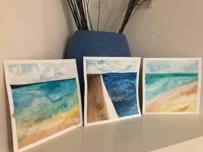 By the Bay - ORIGINAL abstract watercolour paintings inspired by bay bayside sea seaside ocean beach pier