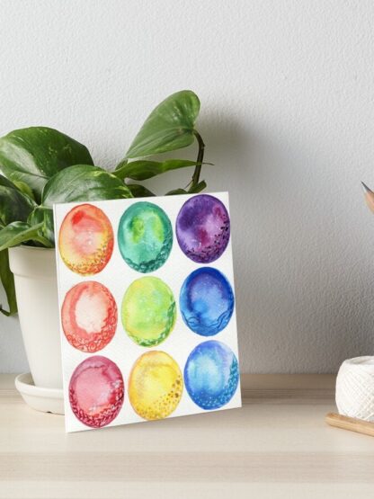 Little worlds - ORIGINAL abstract watercolour painting of colourful rainbow circles - Image 2