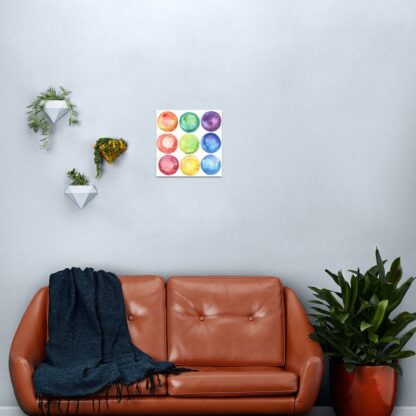 Little worlds - ORIGINAL abstract watercolour painting of colourful rainbow circles - Image 7