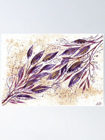 Purple Majesty - ORIGINAL intuitive art watercolour painting on paper in purple and gold by KL Bailey Art - Image 9