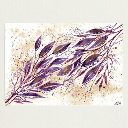 Purple Majesty - ORIGINAL intuitive art watercolour painting on paper in purple and gold by KL Bailey Art - Image 2
