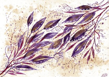 Purple Majesty - ORIGINAL intuitive art watercolour painting on paper in purple and gold by KL Bailey Art