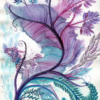 Purple and teal intuitive abstract painting by KLBaileyArt