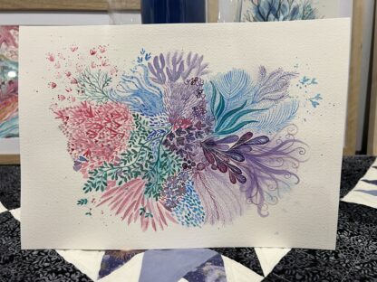 "Floral explosion" - intuitive abstract watercolour painting in pastel colours of floral motifs