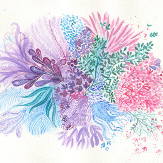"Floral explosion" - intuitive abstract watercolour painting in pastel colours of floral motifs