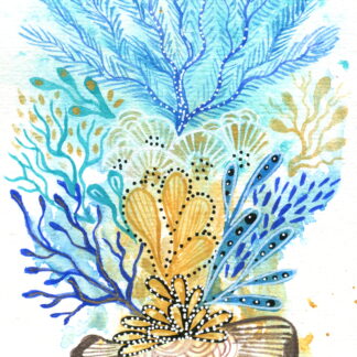 Scanned image of painting "Little Blue Reef" by KLBaileyArt